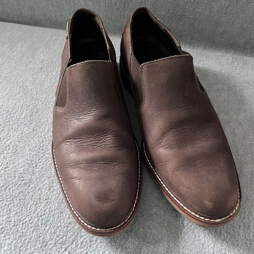 MEPHISTO Men's SIZE 9 Brown‎ Leather Slip Ons Loafers Dress Shoes Shock Absorber